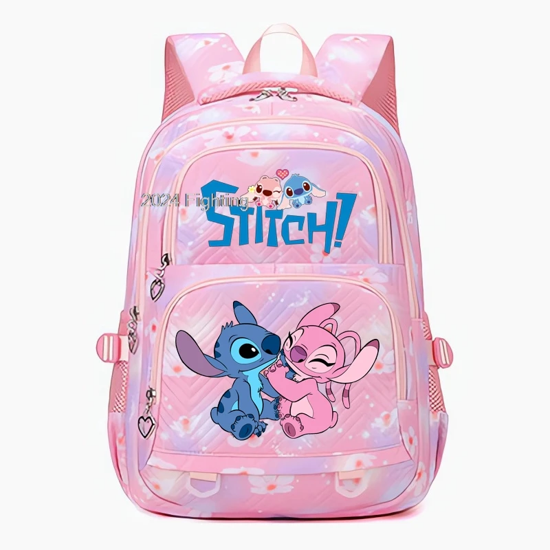 Lilo & Stitch Backpacks Flowers Printe  Cartoon Cute Stitch Girl Backpack Large Capacity Luxury Youth School Bags Travel Mochila