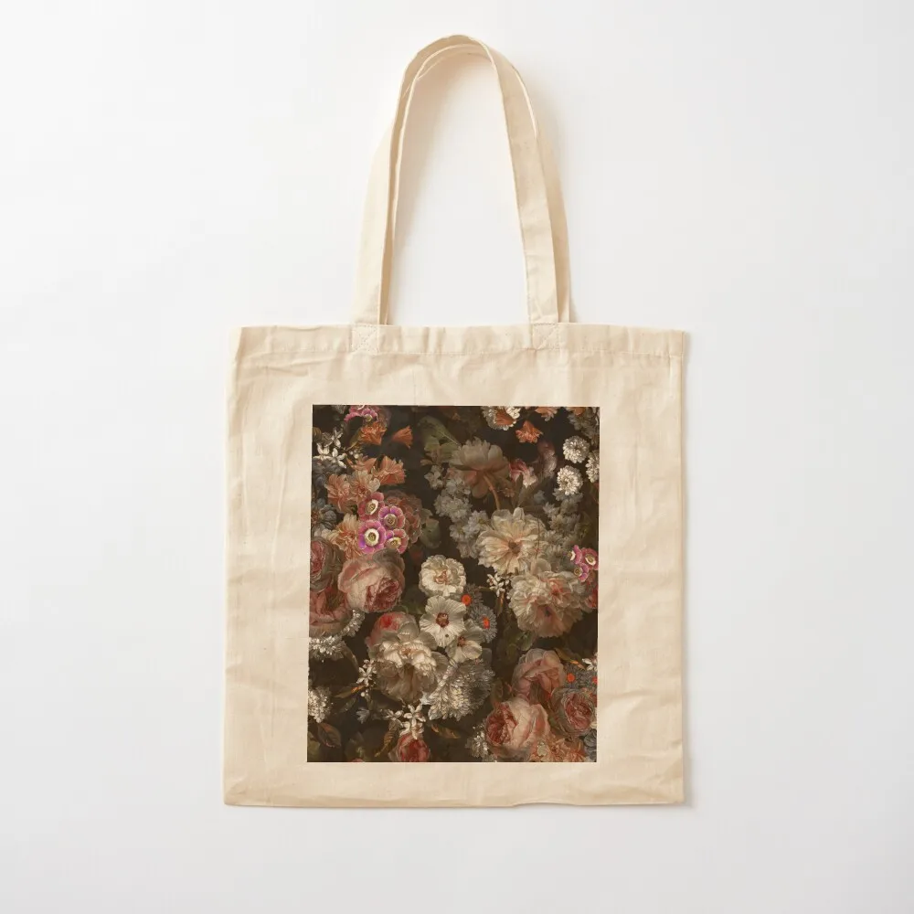 Flemish Masters - Vintage Midnight Botanical Garden Pattern NightGarden Tote Bag custom tote bag Shopping bags custom canvas bag