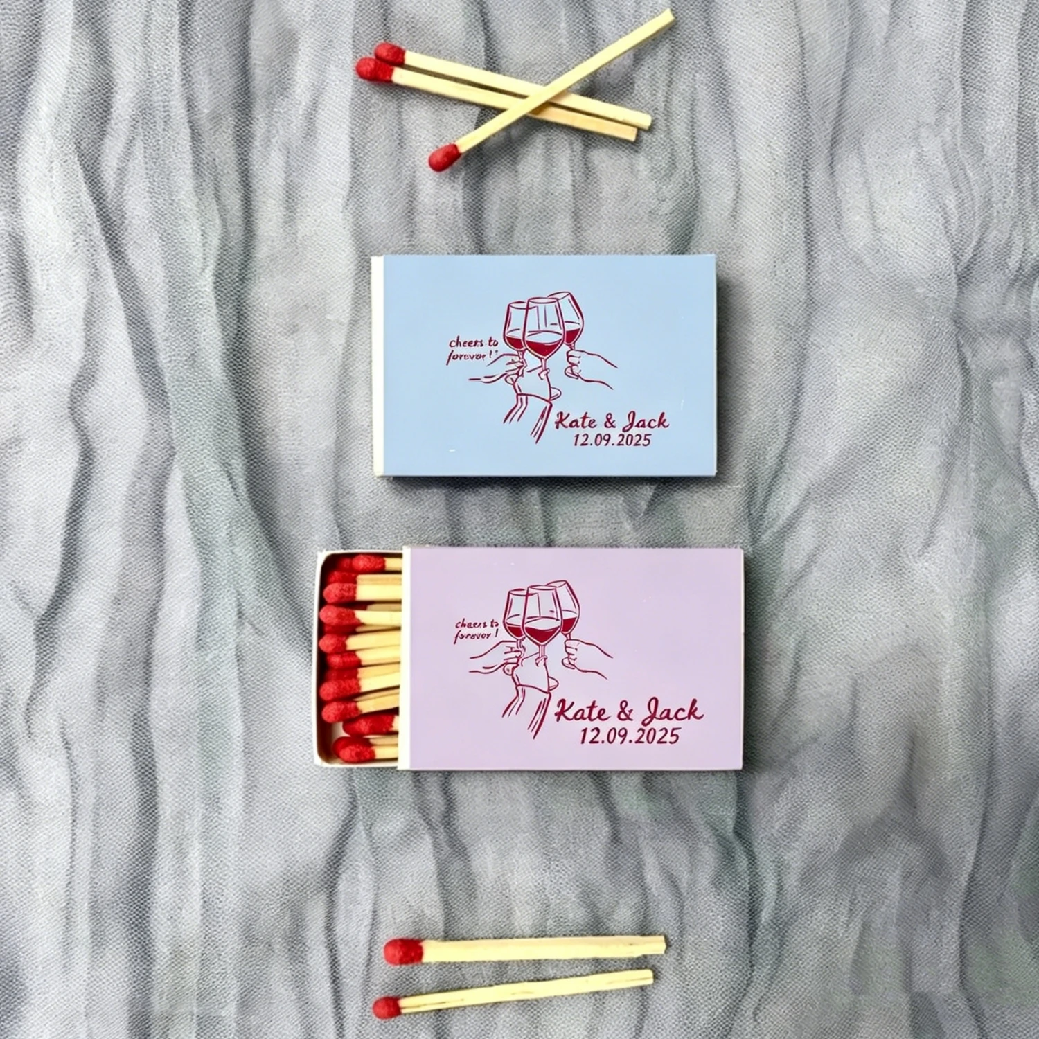 

Custom Wedding Superior Matchboxes, Personalized Excellent Design, High-End Favours for Wedding Party