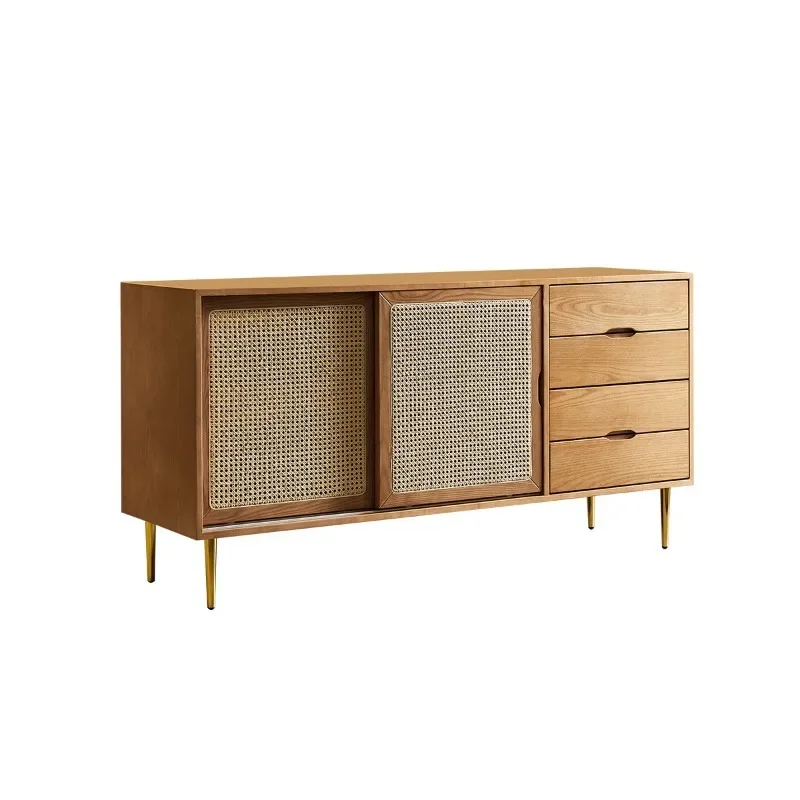 

Ваби песчаный ветер, обеденный боковой шкаф из массива дерева, шкафчик из ротанга в японском стиле, раздвижная дверь, маленькая квартира, гостиная, прихожая Ca