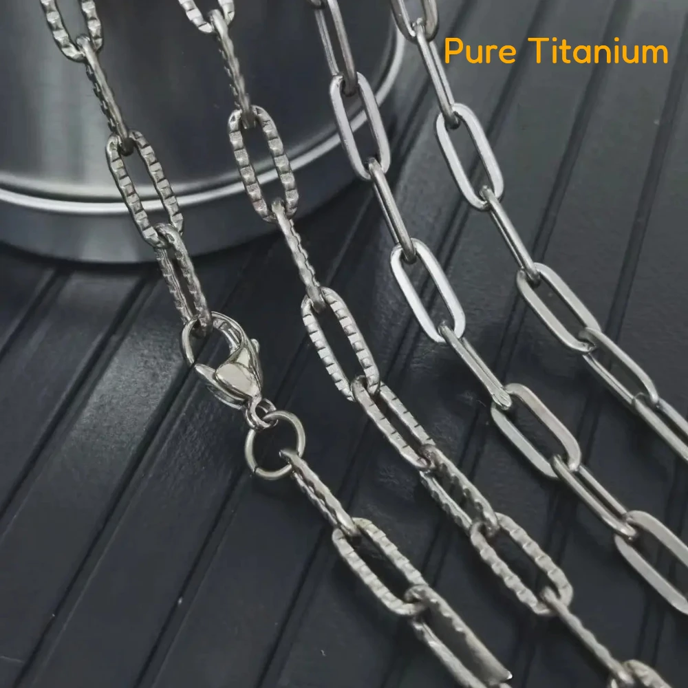 

Fashion TA1 Pure Titanium Flat Long O Link Chain Necklace Unisex Hip-Hop Polished Embossing Skin Anti-Allergy Necklace Jewelry