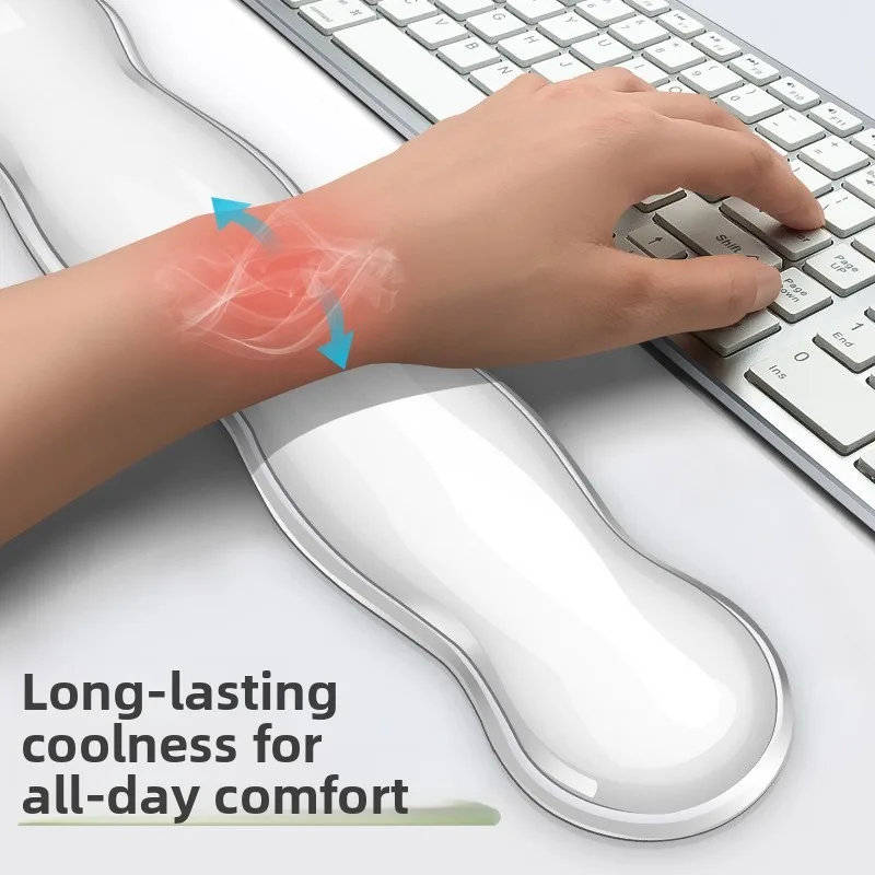 Mouse pad with wrist rest, keyboard rest, non slip silicone transparent desktop office game console, mouse wrist rest