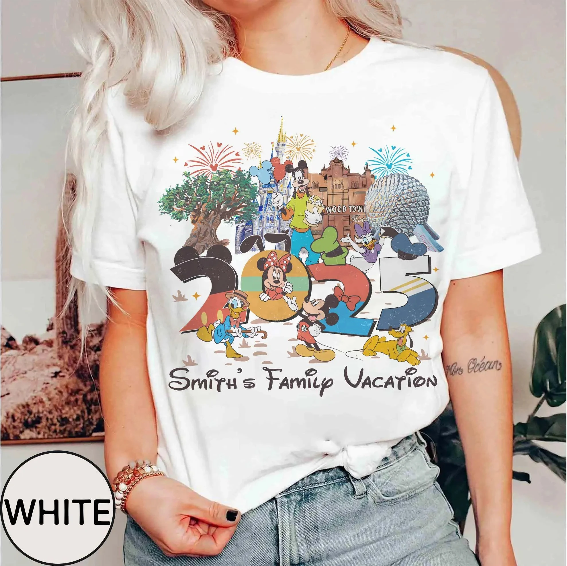 Camicie personalizzate per le vacanze in famiglia Disney 2025 Camicie abbinate al gruppo di viaggi in famiglia T-shirt WDW Disney World Topolino e amici