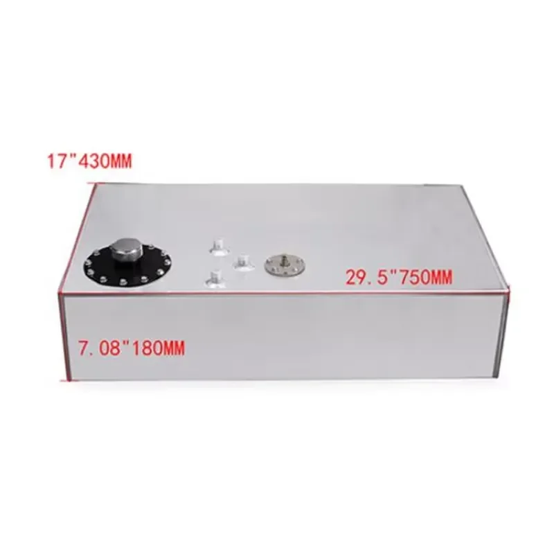 68L Rectangular Auxiliary Fuel Tank 17 Gallon Aluminum Alloy Fuel Cell Tank with Cap with AN8 Welding Fittings