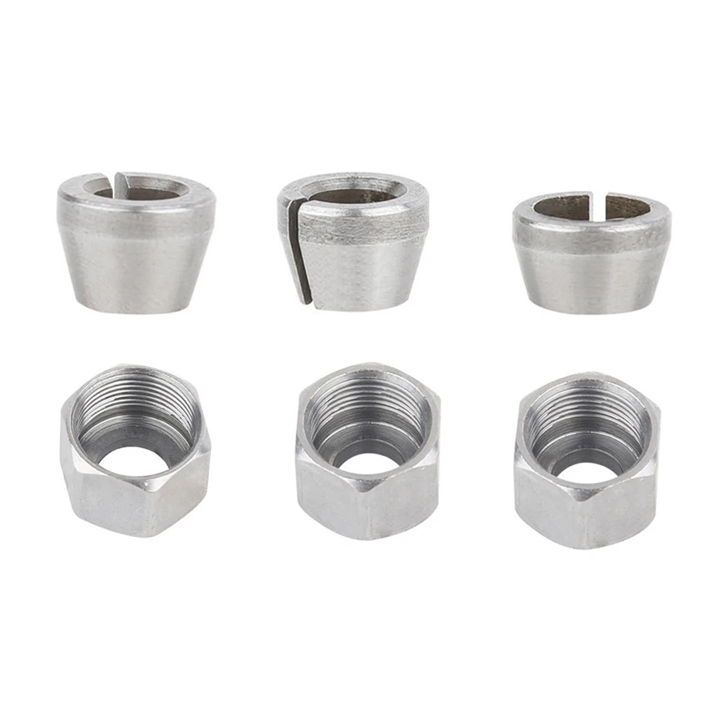 

1set 6/6.35/8mm Trimmer Chuck Adapter With Nut Engraving Trimming Machine Router Milling Cutter Replacement Accessories