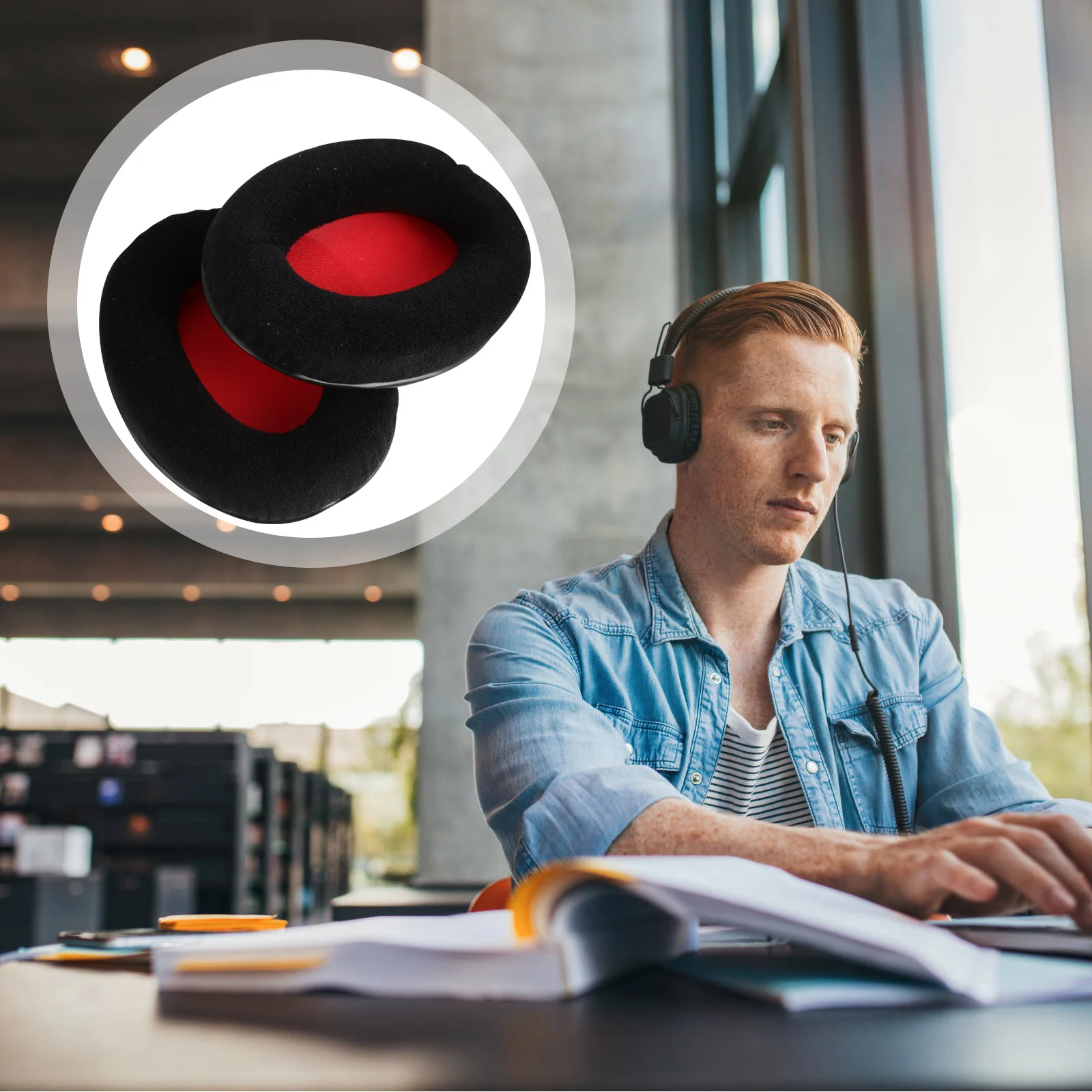 Fundas de esponja para auriculares, almohadillas suaves y transpirables de algodón con memoria de franela, repuesto para un sonido cómodo y duradero, 2 uds.