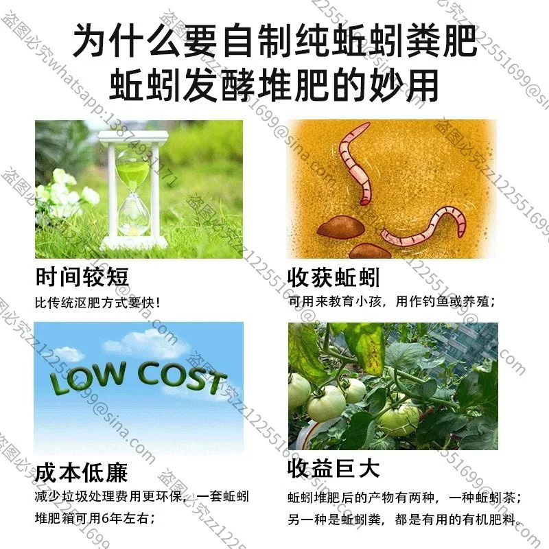 For Square Multi-layer Worm Compost Bin, Household Plastic Vermicompost Box for Garden Waste Decomposition