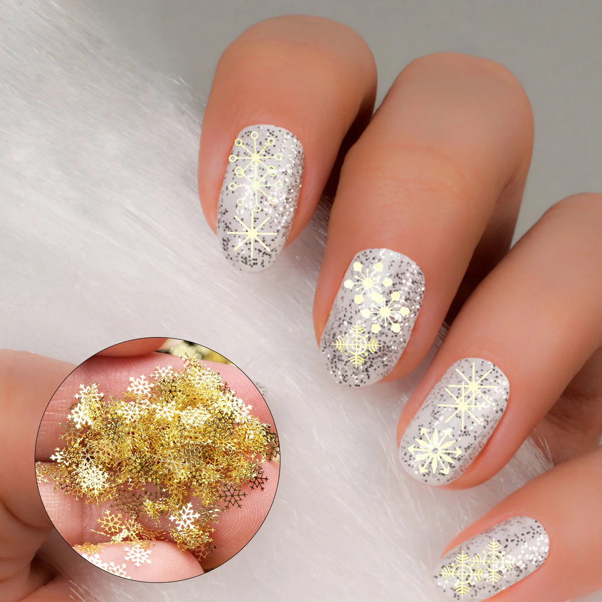 

Snowflakes Nail Art Sequins Kit Christmas Nail Decals For Natural Artificial Nails Xmas Stickers Decor Phone Case