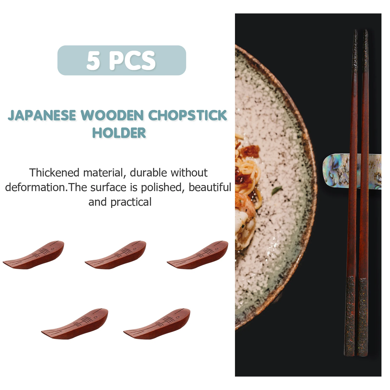 

5 Pcs Silverware Wooden Chopstick Rest Reusable Log for Dining Table Japanese Chopsticks Holder Household