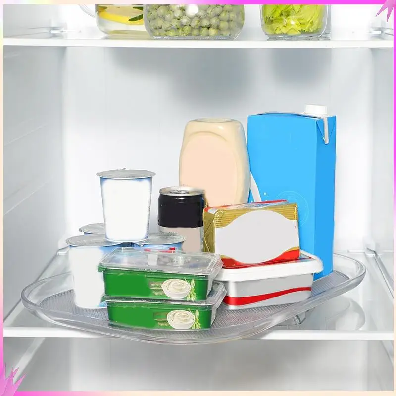 

B50C Turntable Organizer For Refrigerator 360 Rotatable Rectangle Storage Rack Clear Turntable Rack For Kitchen Cabinet Table Du