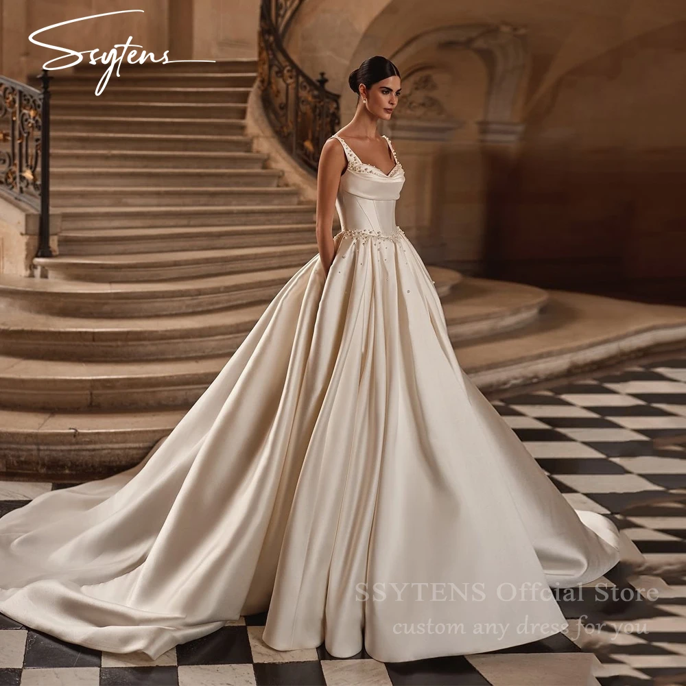 

SSYTENS Luxury Wedding Dresses Princess Ball Gowns Pearl A-Line Bridal Gowns Luxury Vintage Custom Bride Dress Vestidos De Novia