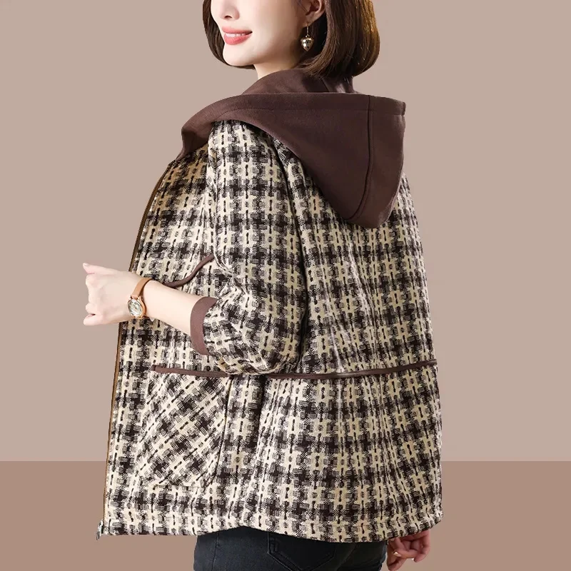 Bluza damska kurtka matka kurtka luźna bluza z kapturem Casual CoatSpring i jesienna nowa odzież wierzchnia z krótki zamek błyskawiczny płaszcz typu Basic