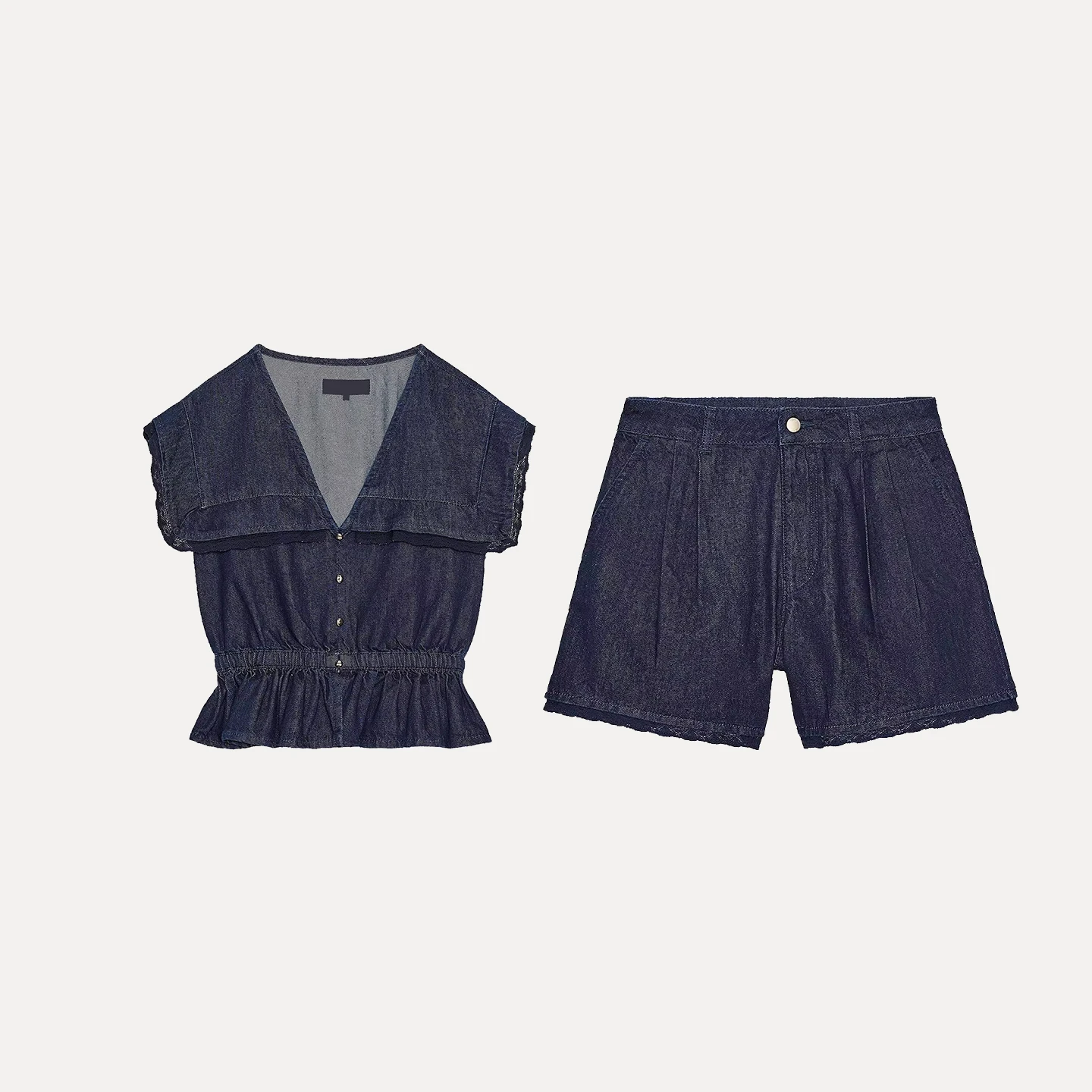 Z 2025 Autunno nuove donne pizzo denim irt e orts casual Sle Four Seasons adulto Faion Set marchio cinese
