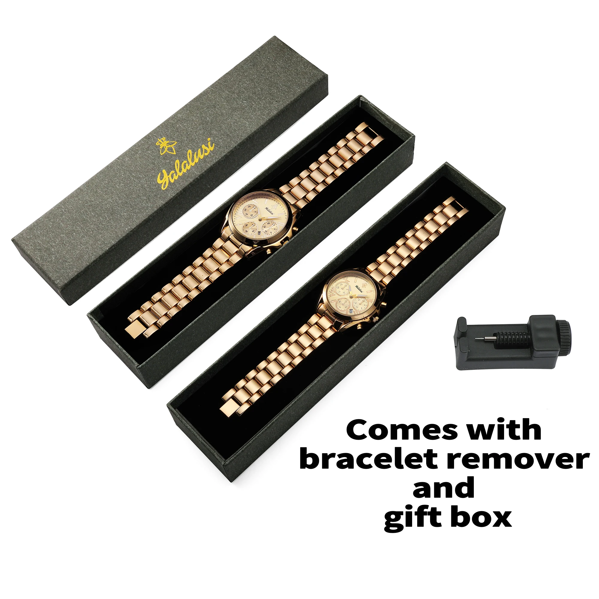 YaLaLuSi Fashion Waterproof Sports Quartz Watch For Couple Men Women Gold Ion Plating Luxury Wristwatch Gift Set Free Shipping - Image 6