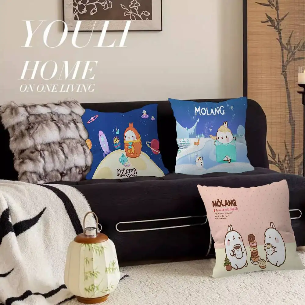 Cute Rabbit M-molang Pillow Cushion Cover Pillowcase Living Room Sofa Home Decor Customized
