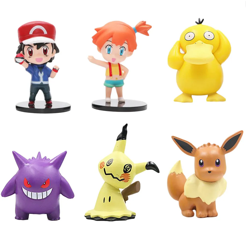 1 Stück süße Pokemon-Statue Dawn Ash Ketchum Eevee Gengar Psyduck Raichu Actionfiguren PVC-Modellsammlung Kindergeschenkspielzeug