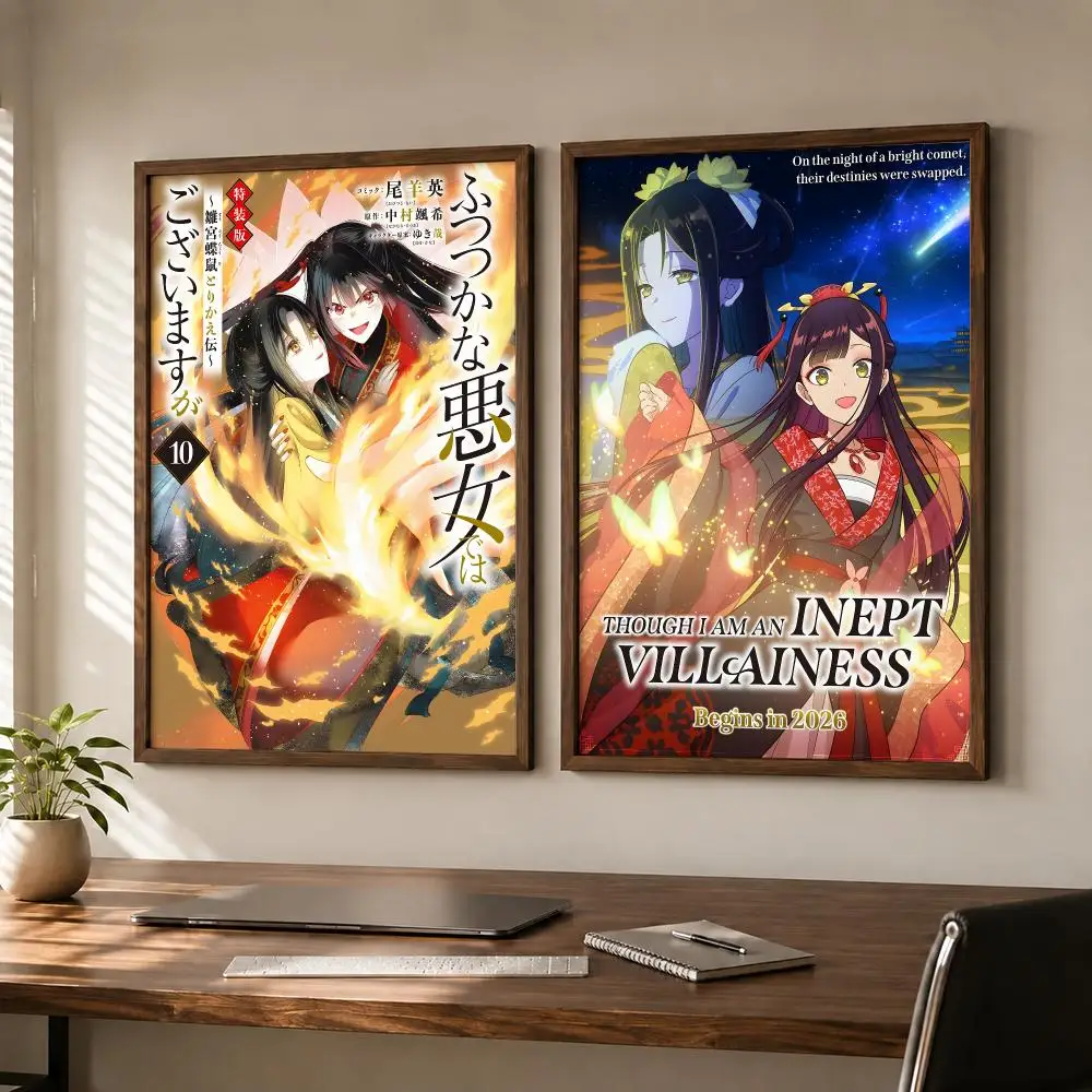 Historical Fantasy Comedy Light Novel Though I Am an Inept Villainess Poster Self-adhesive Waterproof Paper Room Wall Decor