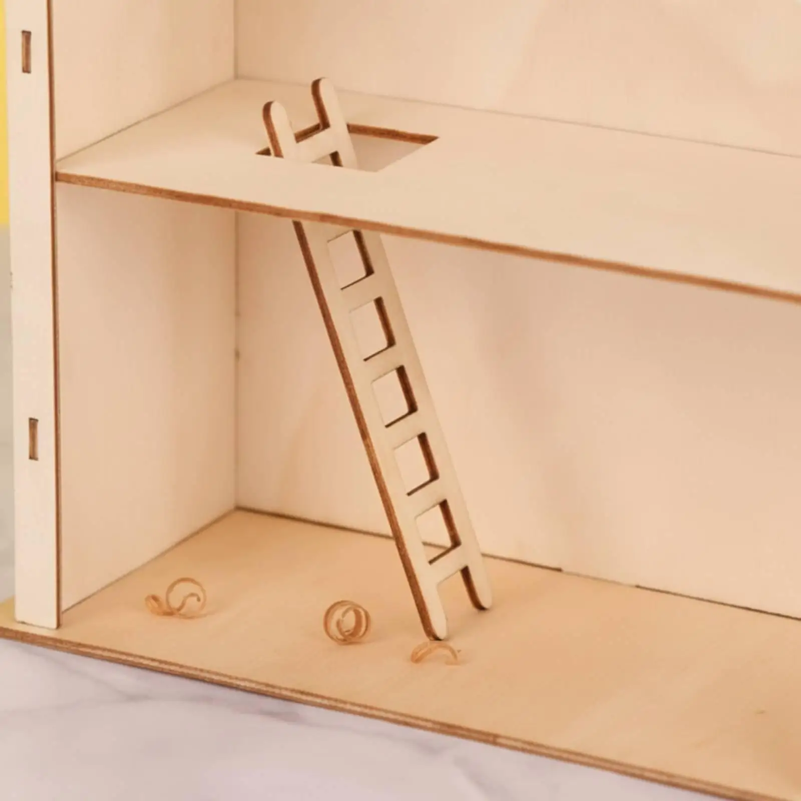 Wooden Children Assembly House Paintable DIY Small Cabin Decor Miniature Dollhouse Furniture for Kids