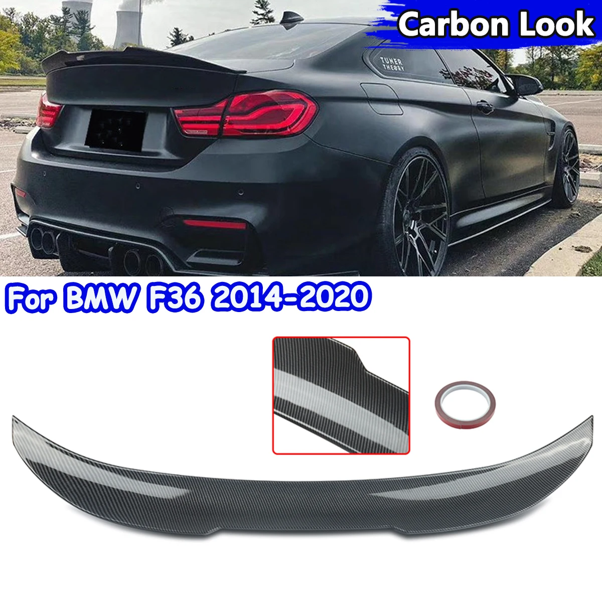 

PSM Style Carbon Fiber Look Car Spoiler Lip For BMW F36 428i 435i Gran Coupe 4 Door 2014-2018 Rear Tail Wings Magickit