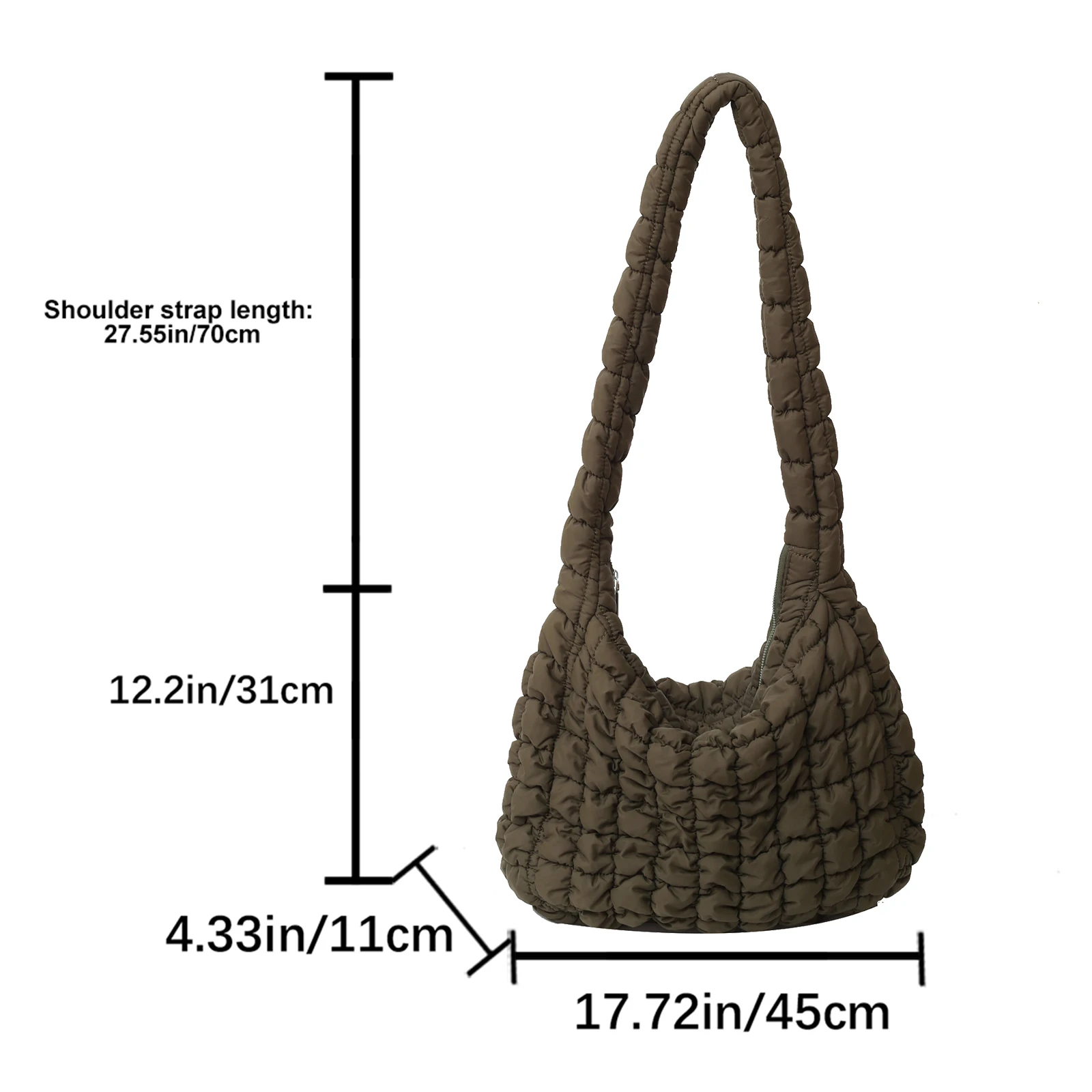 Nylon Quilted Crossbody Bag for Women Fashion Padded Shoulder Cloud Bag Large Pleated Tote Handbag Casual Shopper Messenger Bag