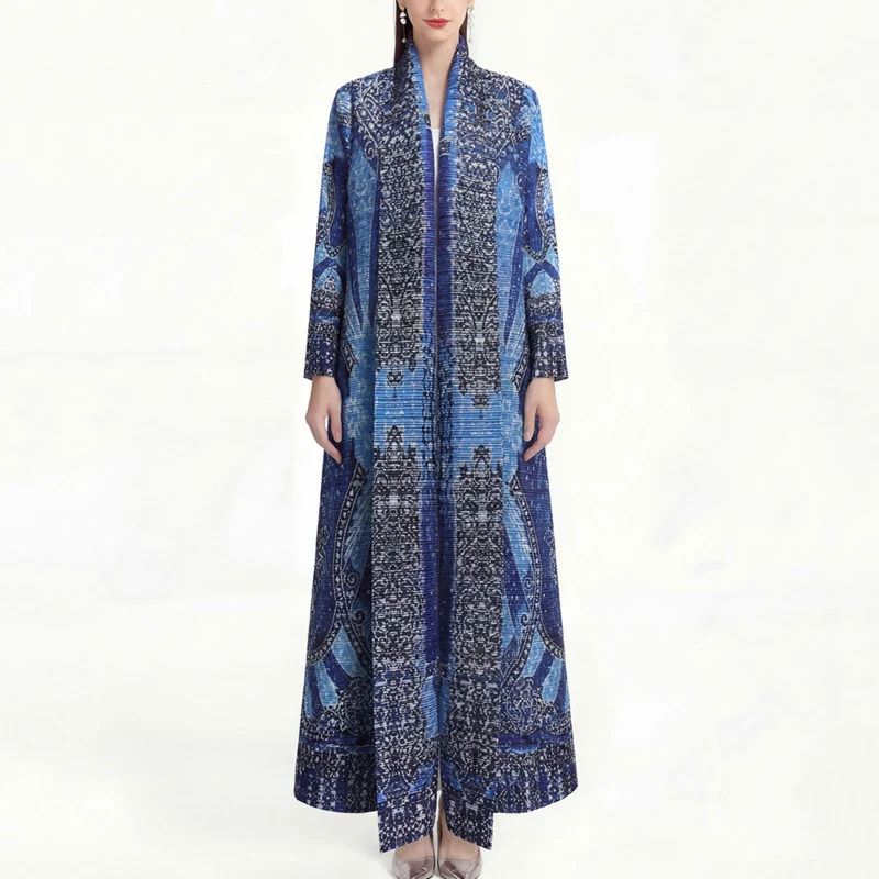 HKSH Women's Oversized Trench Coat Printed Pleated Long Sleeves Slimming Elegant Temperament Casual Jacket Spring Autumn HK21636