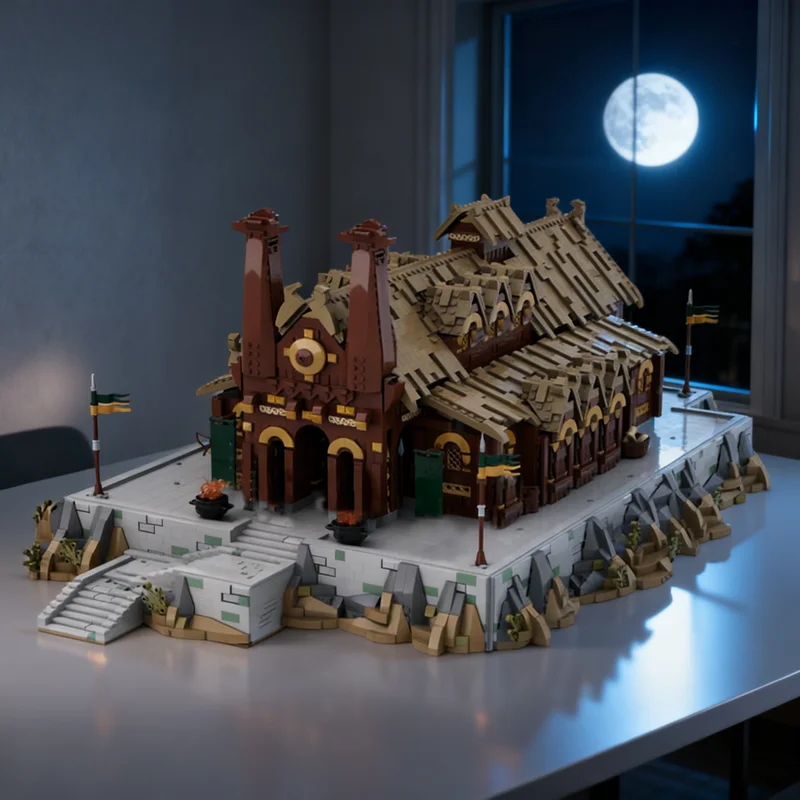 

7868pcs MOC UCS Edoras Meduseld Golden Hall Hobbit Lord Rings The Model Toys Building Blocks Christmas Gift Architecture Brick