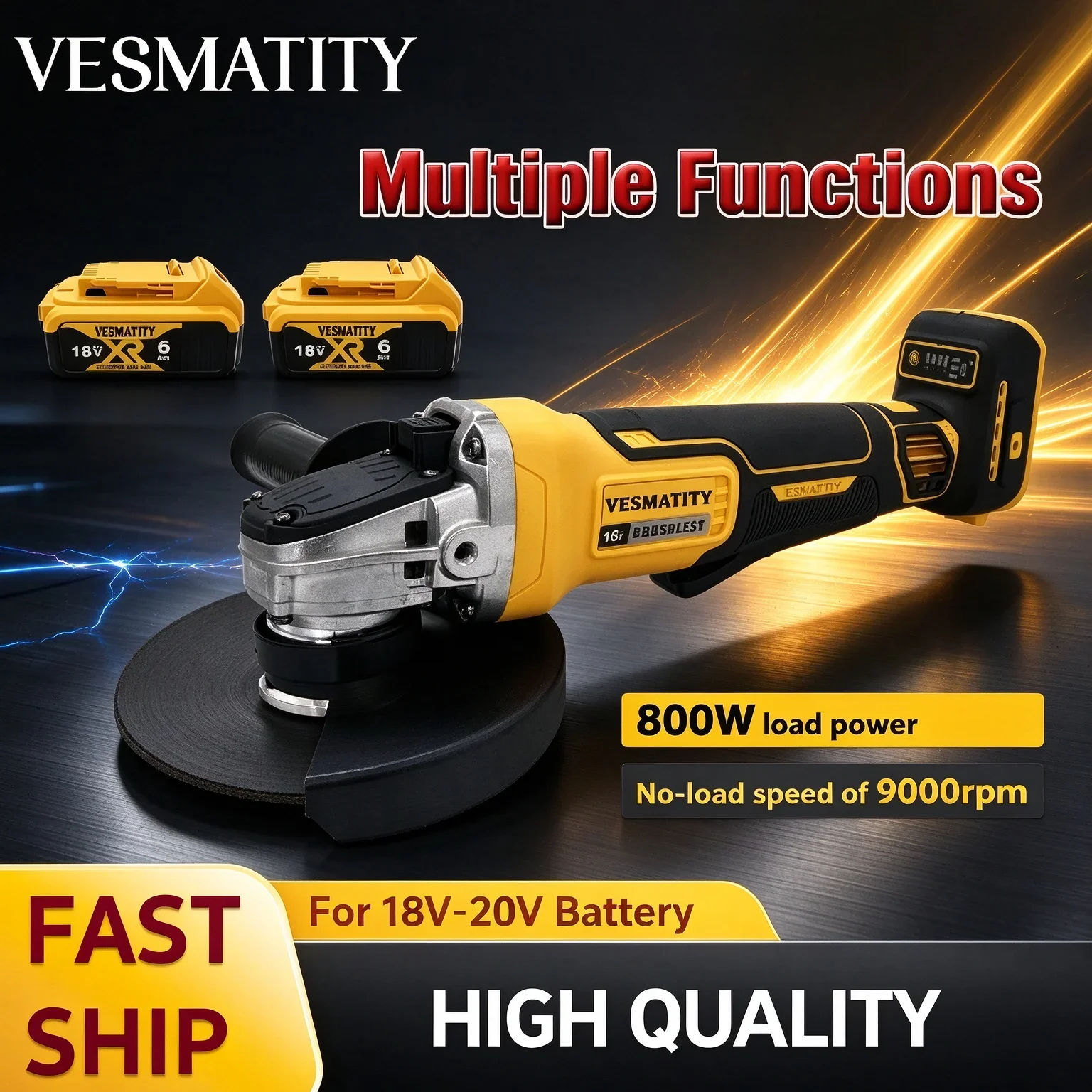 NEW DCG406 125MM Angle Grinder Brushless Cordless 9000RPM Cutting & Polishing Electric Power Tool Compatible with 18V Battery