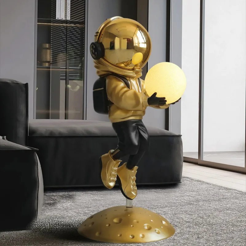 Light Luxury Holding Lamp Spaceman Kawaii Room Decor Astronaut Living Room Floor Ornament Decorate Large Large Ornaments Home