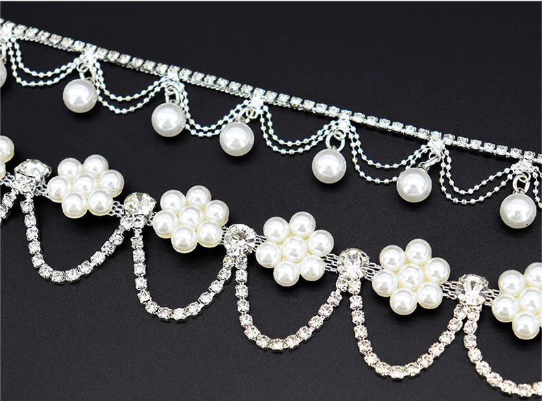 10 Yards Strass Sparkle Diamant Quaste Kristall Strass Perle Kette Kleidung Taschen DIY Kunst Hochzeit Party Geschenk Dekoration – Detail 1