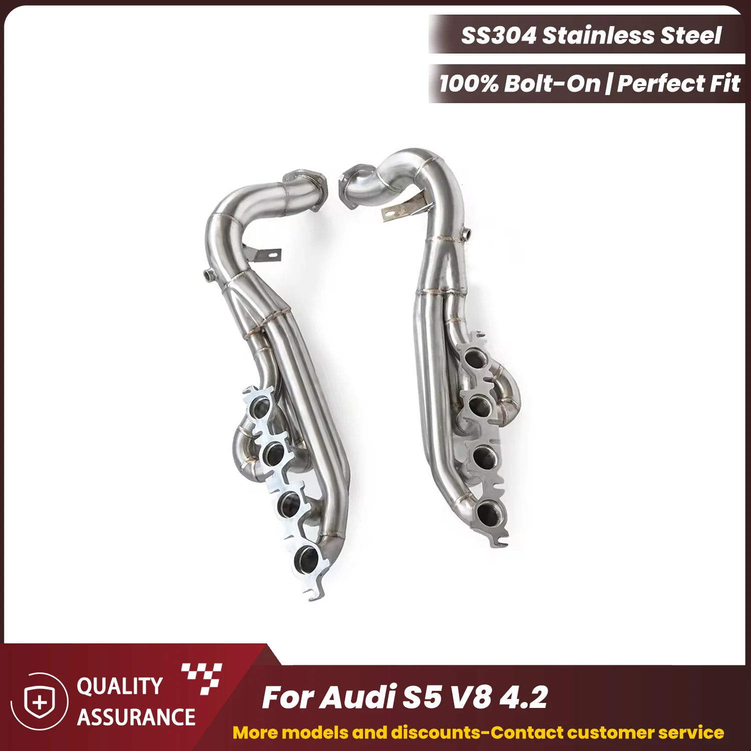 

ECCF SUS304 Sports Headers For Audi S5 V8 4.2 Nice Collectr Aggressive Exhaust Sound High Flow Performance Upgrade