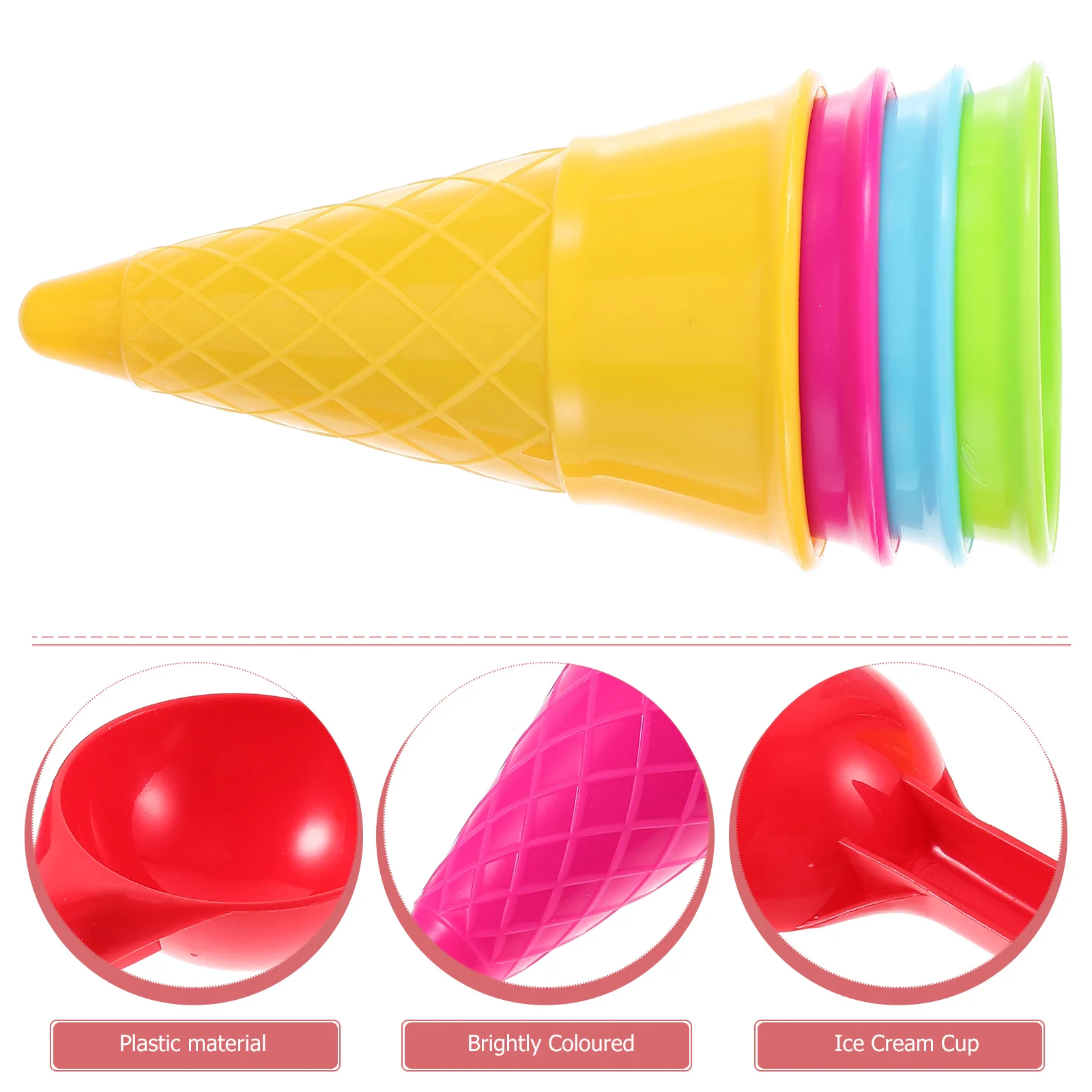 5pcs Kids Beach Toys Ice Cream Cone Scoop Sets Beach Play Toys Children Outdoor Play(Random Color) Ice Cream Cup Toys