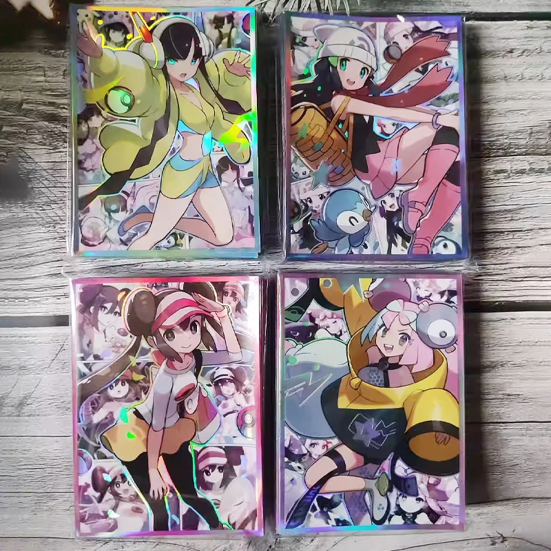 Diy Self Made 60Pcs/set 67X92Mm Pokemon Dawn Elesa Rosa Iono Card Cover Ptcg Color Flash Craft Collection Card Cover