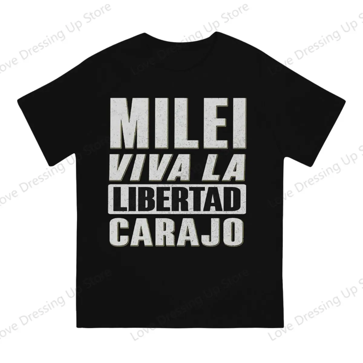 Javier Milei Viva la libertad Carajo, letters Large printed cotton men's Tshirt Short Sleeve Tshirts  Sport Tops