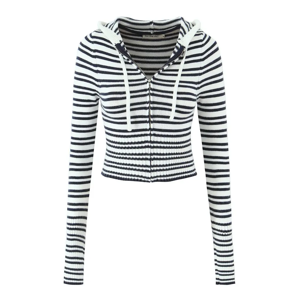 

Women's Slim Fit Hooded Knitted Jacket And Pants Suit European American Style Autumn Clothing Set for Ladies