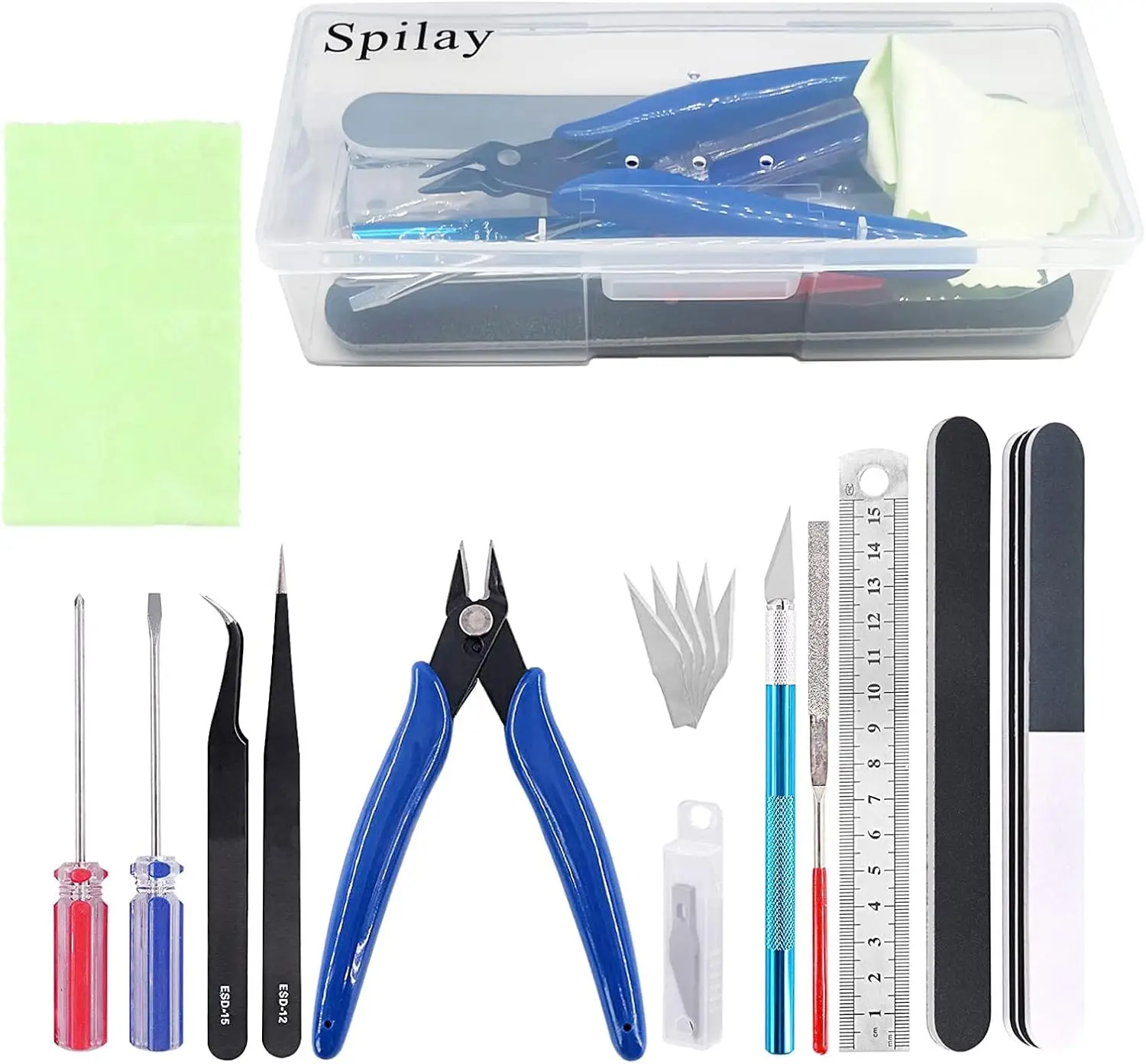 

16 Pcs Hobby Building Model DIY Tool Kit, Modeler Basic Miniature Handmade Craft Tools Set for Dollhouse Miniature Building