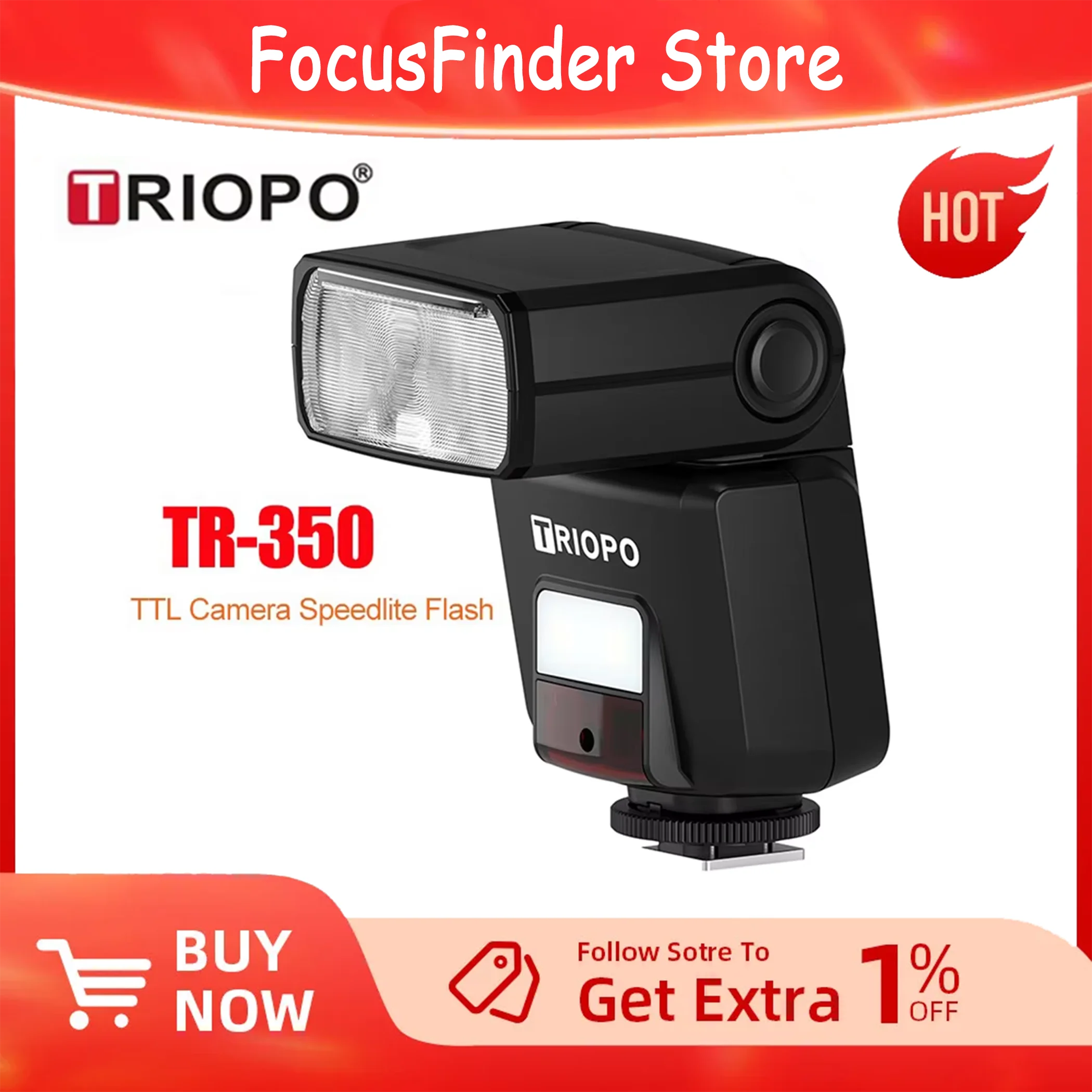 TRIOPO TR-350 TTL HSS High Speed Sync Camera Speedlite Flash SLR Mirrorless Camera Shoe Light for Canon Sony Fuji Nikon