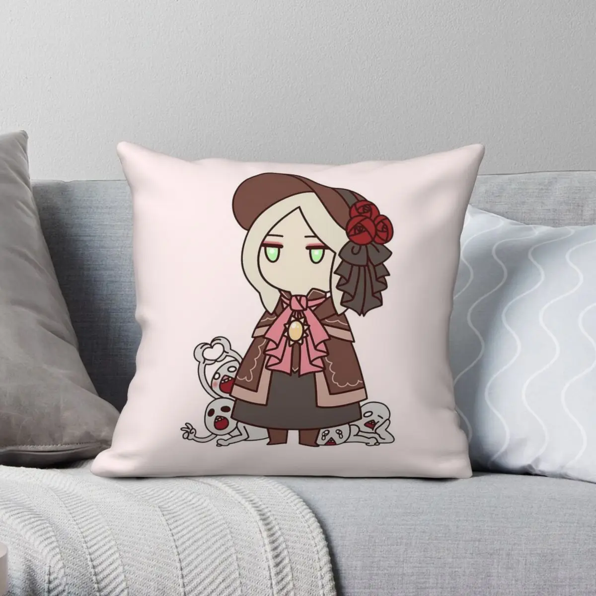 Bloodborne Plain Doll Square Pillowcase Polyester Linen Velvet Creative Zip Decorative Home Cushion Cover Wholesale 45x45