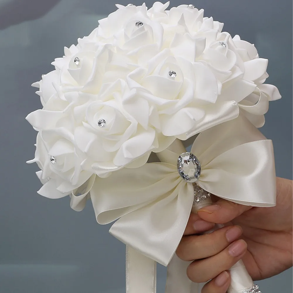 1 PCS Wedding Bridal Bouquet Bridal Throwing Wedding Bouquet White Rose Flower for Wedding Valentine's Day Bouquet