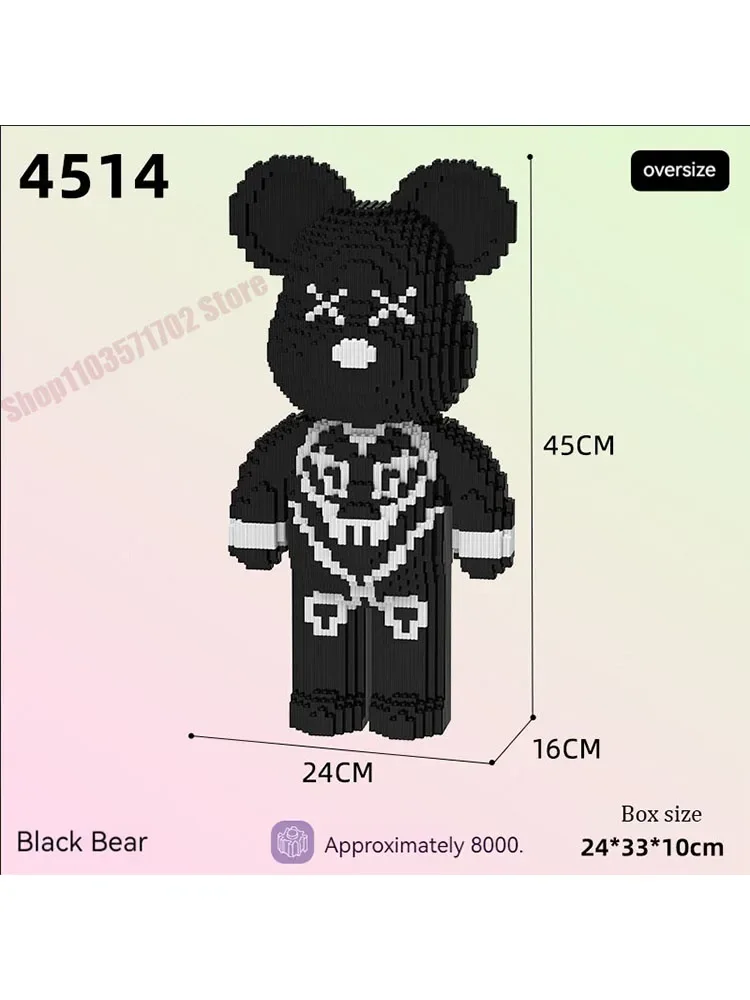 

NEW Cartoon Love Violent Bear Nano Building Blocks Cartoon Colour 3d Model Creative Micro Diamond Bricks Toys For Children Gifts