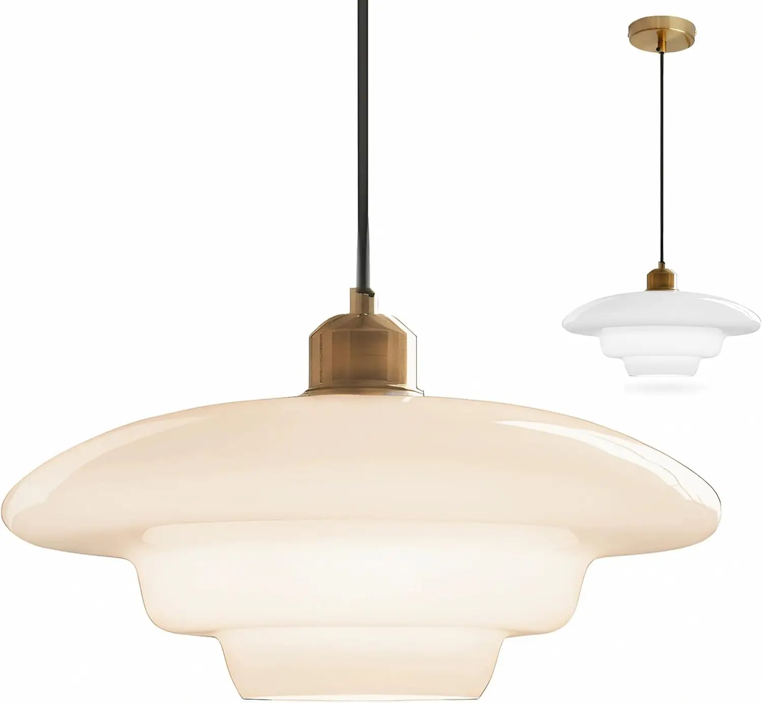 Medieval Milk Glass Pendant Light, 30cm, Metal Frame, Indoor Ceiling Mount, E26 Farmhouse Kitchen Island, Dining Room, Lighting