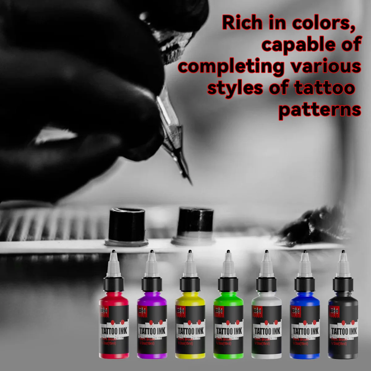 15ml 7colors Tattoo Ink Pigment with box Body Art Tattoo Kits Professional Beauty Paints Makeup Tattoo Supplies Semi-permanent