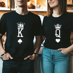 King Queen Crown Couple Matching Tshirt Men Women Valentine Lovers Shirt Fashon Trend Wife Husband Tee Harajuku Couple T Shirt