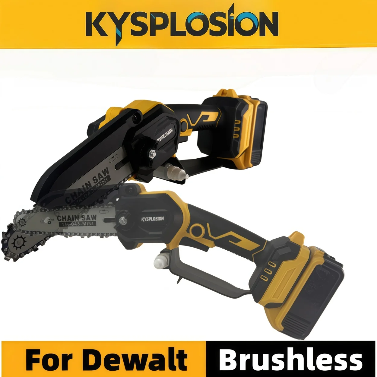Brushless Cordless Mini Chainsaw Woodworking Cutter for Pruning Logging Compatible with DeWALT 18/20V Battery