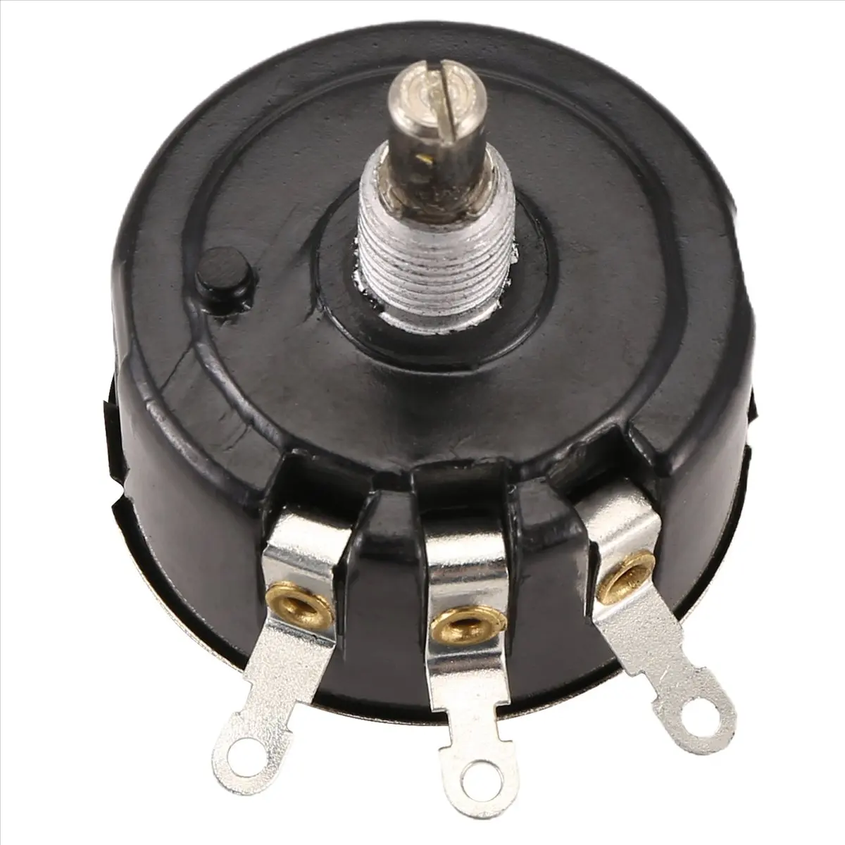 WX050 10K ohm 5W 6mm Round Shaft Rotary Wire Wound Potentiometer Black+Silver-DT82