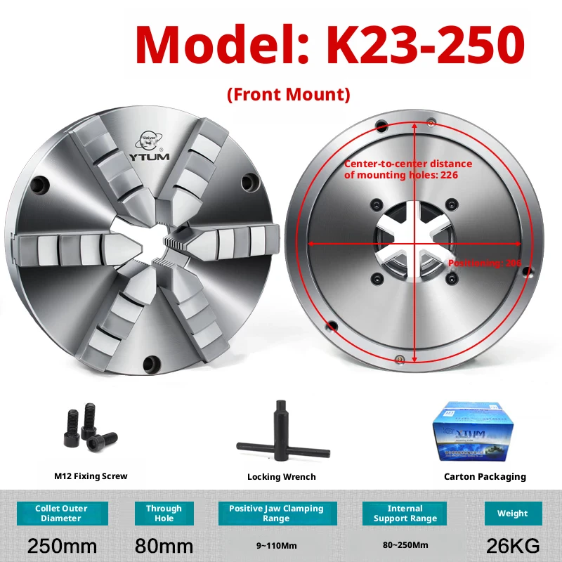 K13-200 6 Jaw Self Centering Chuck, High Precision 6-Jaw Lathe Chuck for CNC Machining Center Thin Wall Workpiece K23-200