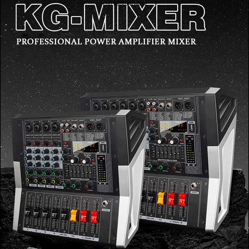 99 DSP Effects for Church Wedding Event Professional KG 6-Channel Active Audio Mixing Console 600W*2 Amplifier