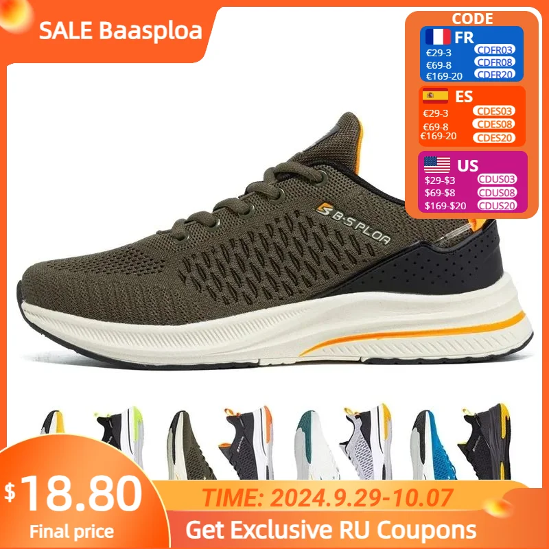 Baasploa Lightweight Running Shoes For Men 2023 Men's Designer Mesh Casual Sneakers Lace-Up Male Outdoor Sports Tennis Shoe