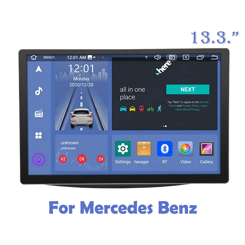 13.3 Inch 2k Touch Screen Car Audio Navigation System Dsp 4G Wifi 8 Core 8g 256g Radio Car Android  Player For Mercedes Benz