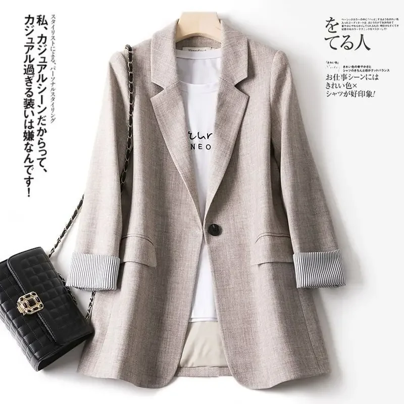 Blazer Suit Jacket Women Spring Loose Casual Minimalist Autumn Top Small Suit