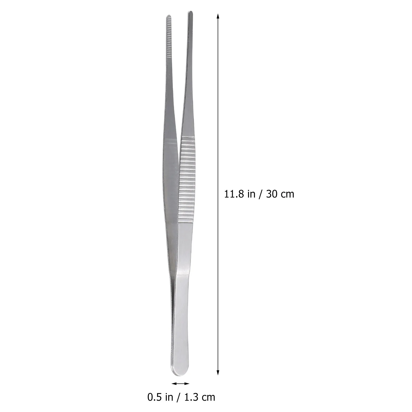 4Pcs Stainless Steel Tweezers Set Round Tip Serrated Teeth Non-Skid Handle Long Straight Forceps for DIY Gardening Use
